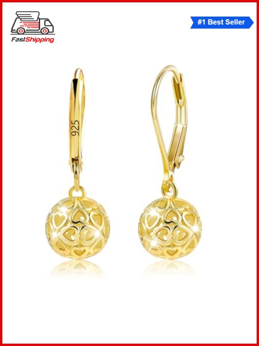 ✨ Filigree Teardrop Leverback Dangle Earrings in Gift Box for Women 925